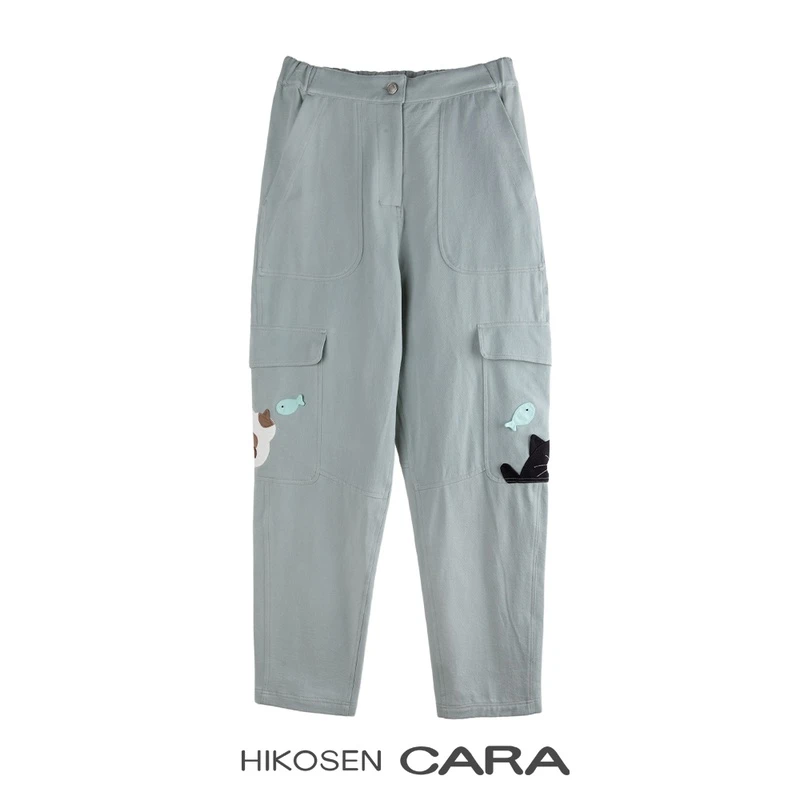 HIKOSEN CARA卡拉猫工装裤日本潮牌女秋季显瘦休闲长裤（不可调节）