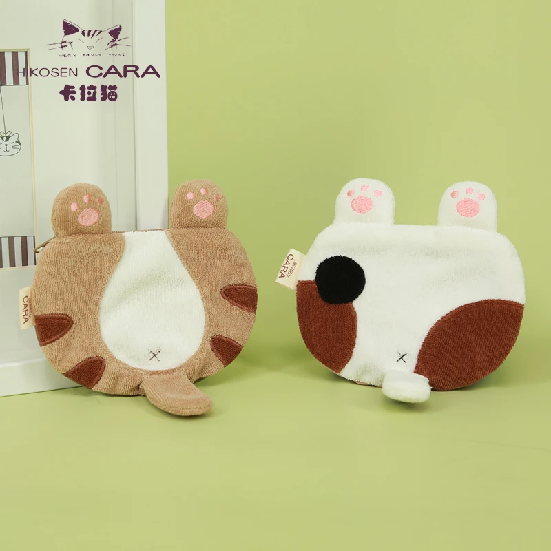 HIKOSEN CARA卡拉猫零钱包日本猫咪尾巴PP可爱女耳机包硬币包卡包