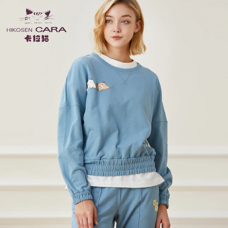 HIKOSEN CARA卡拉猫卡拉猫家居服休闲套装宽松日系慵懒长袖女卫衣