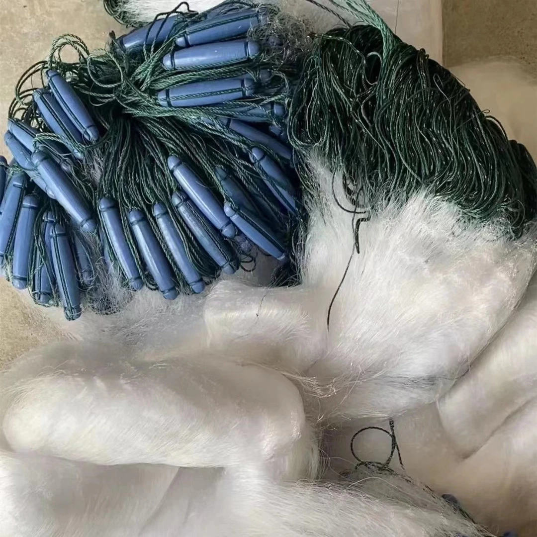 三层沉网加重粘网挂网捕鱼网100米长花鲢水库网绳坠串孔进口丝网