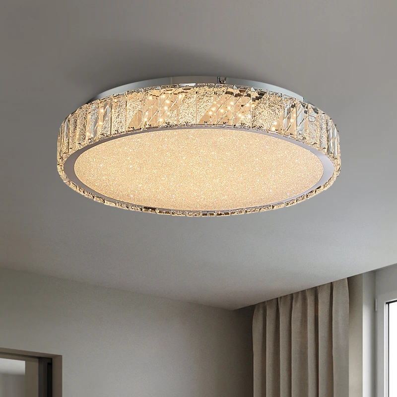 家用房间现代简约卧室灯轻奢水晶吸顶灯水晶灯阳台个性圆形主卧室
