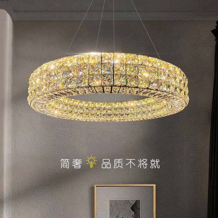 现代简约轻奢水晶圆形大厅吊灯客厅卧室餐厅别墅家用创意房间个性
