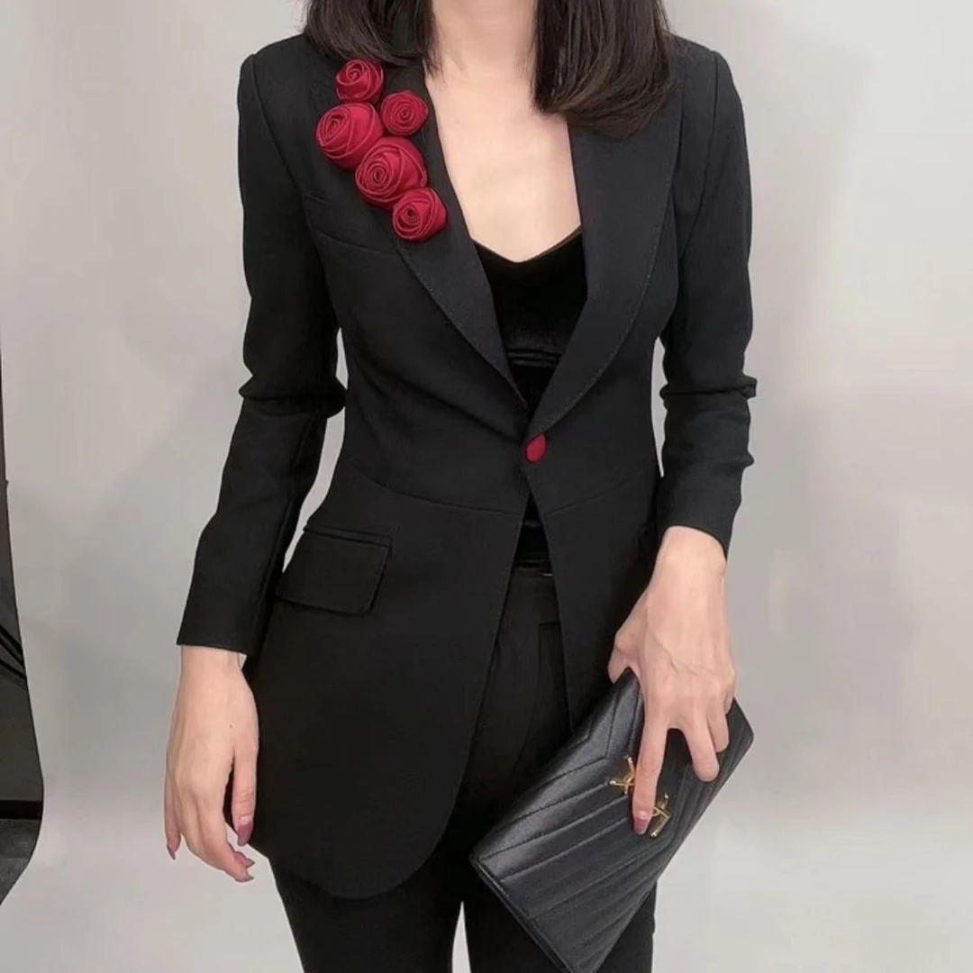 anyulin/安语琳【昆娜高定西服】新款高定气质时尚赫本黑西服套装