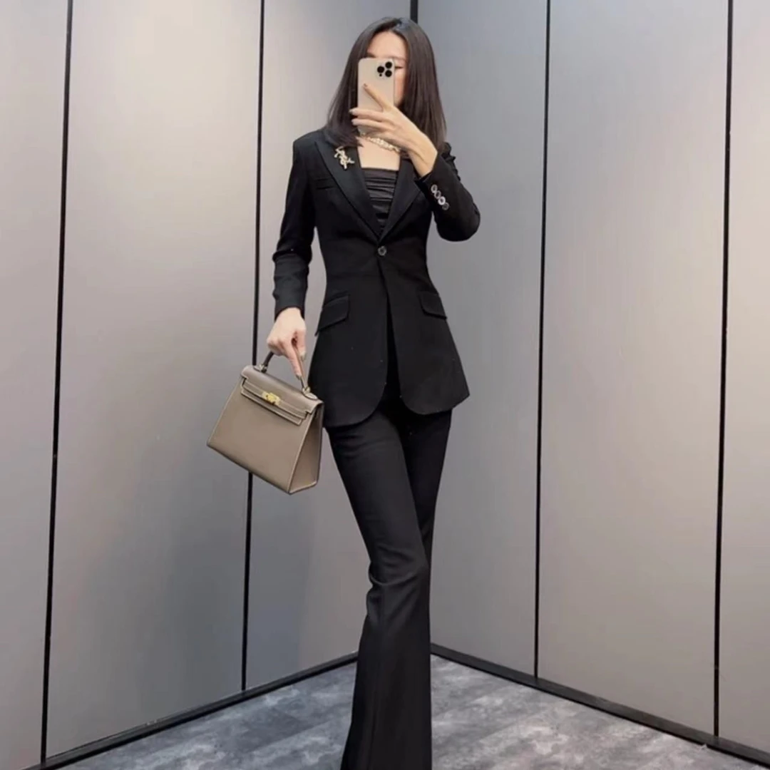anyulin/安语琳【昆娜定制】春夏气质黑色显瘦套装小西装女神修身