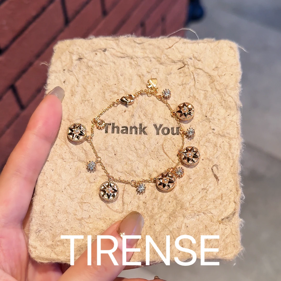 TIRENSE/狄伦斯 铜合金手链 镀K金轻奢气质时尚百搭五罗盘