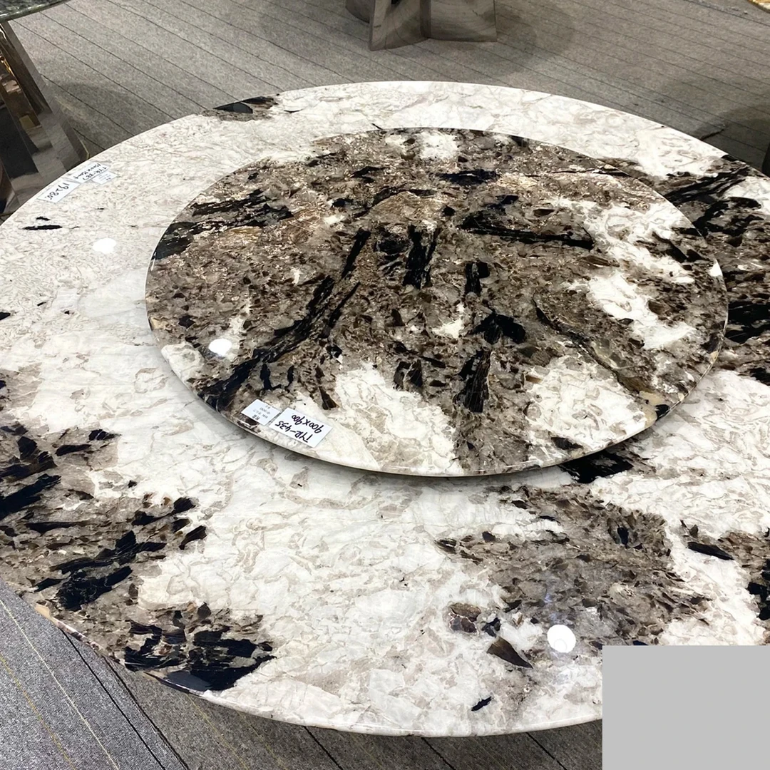 【金孔雀】巴西进口金孔雀奢石餐桌意式轻奢餐台时尚家用极简饭桌