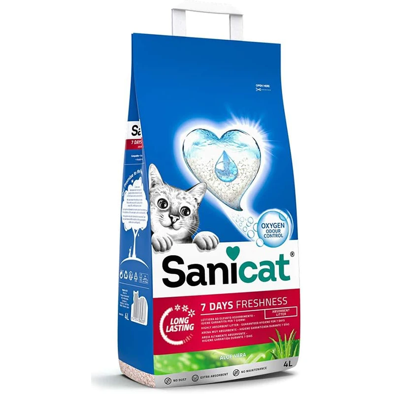 sanicat猫砂欧洲原装进口--7日清新芦荟香4L