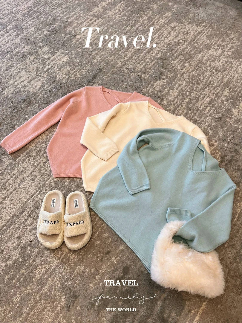 诗诗严选-【秋冬调色盘】慵懒风简约休闲V领套头毛衣纯色上衣9930