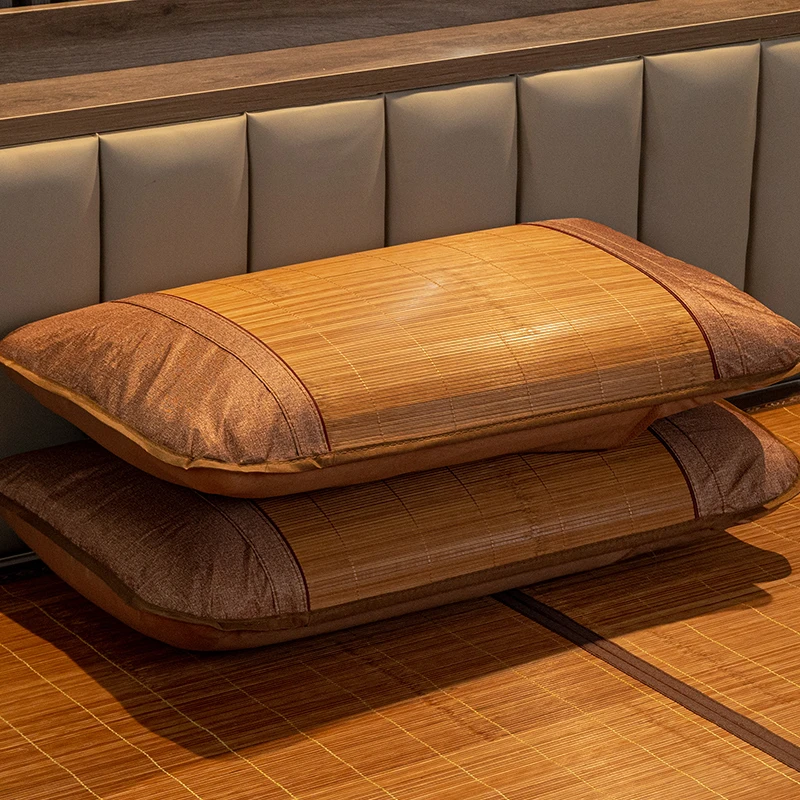 竹凉席枕套高档冰丝枕套藤枕套枕芯套家用单人