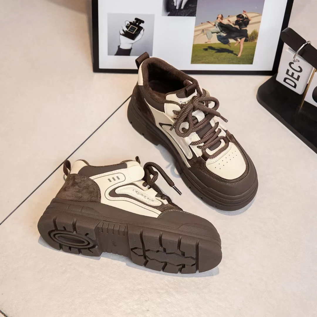 休闲鞋加绒超软底厚底保暖系带