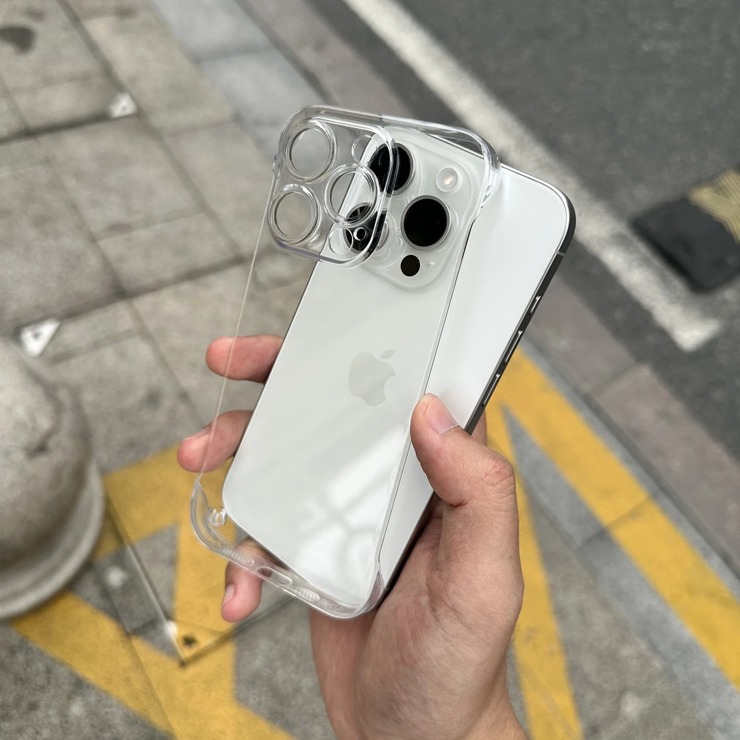 超薄半包大孔Pc硬壳适用苹果15手机壳iPhone14Promax透明13无边框