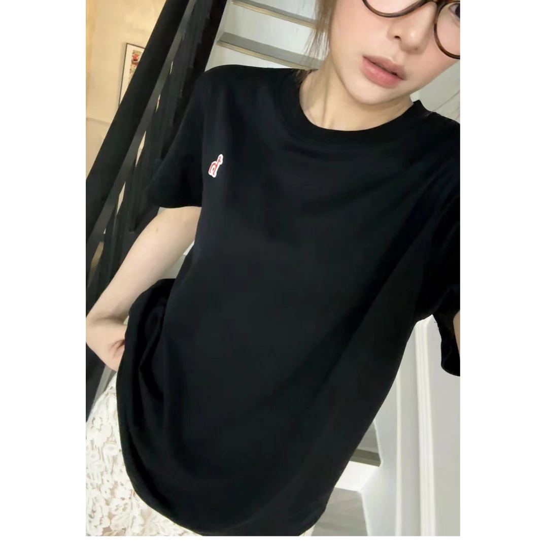 基础款显瘦百搭圆领字母刺绣短袖T恤#8790