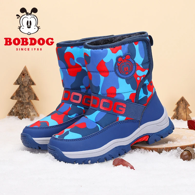 巴布豆童鞋儿童雪地靴2024冬季新款男女童靴子加绒加厚保暖雪地靴