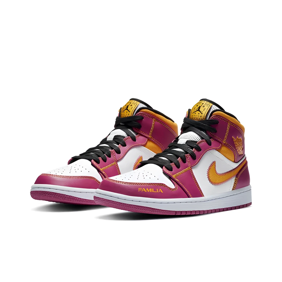Air Jordan 1 Mid AJ1白黄粉 男女款亡灵节中帮篮球鞋 DC0350-100