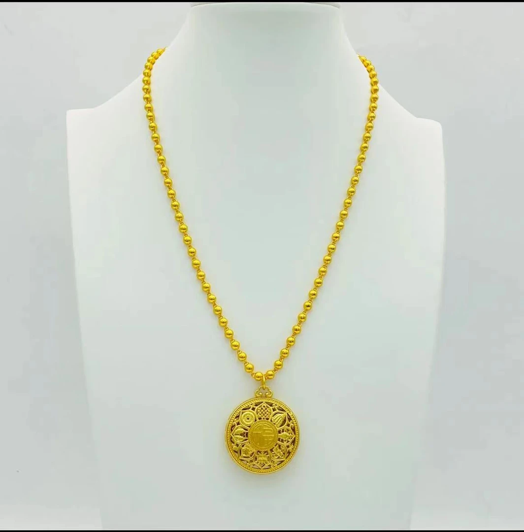 铜合金项链 经典时尚卡4珠珠项链配福字款八宝罗盘精美饰品