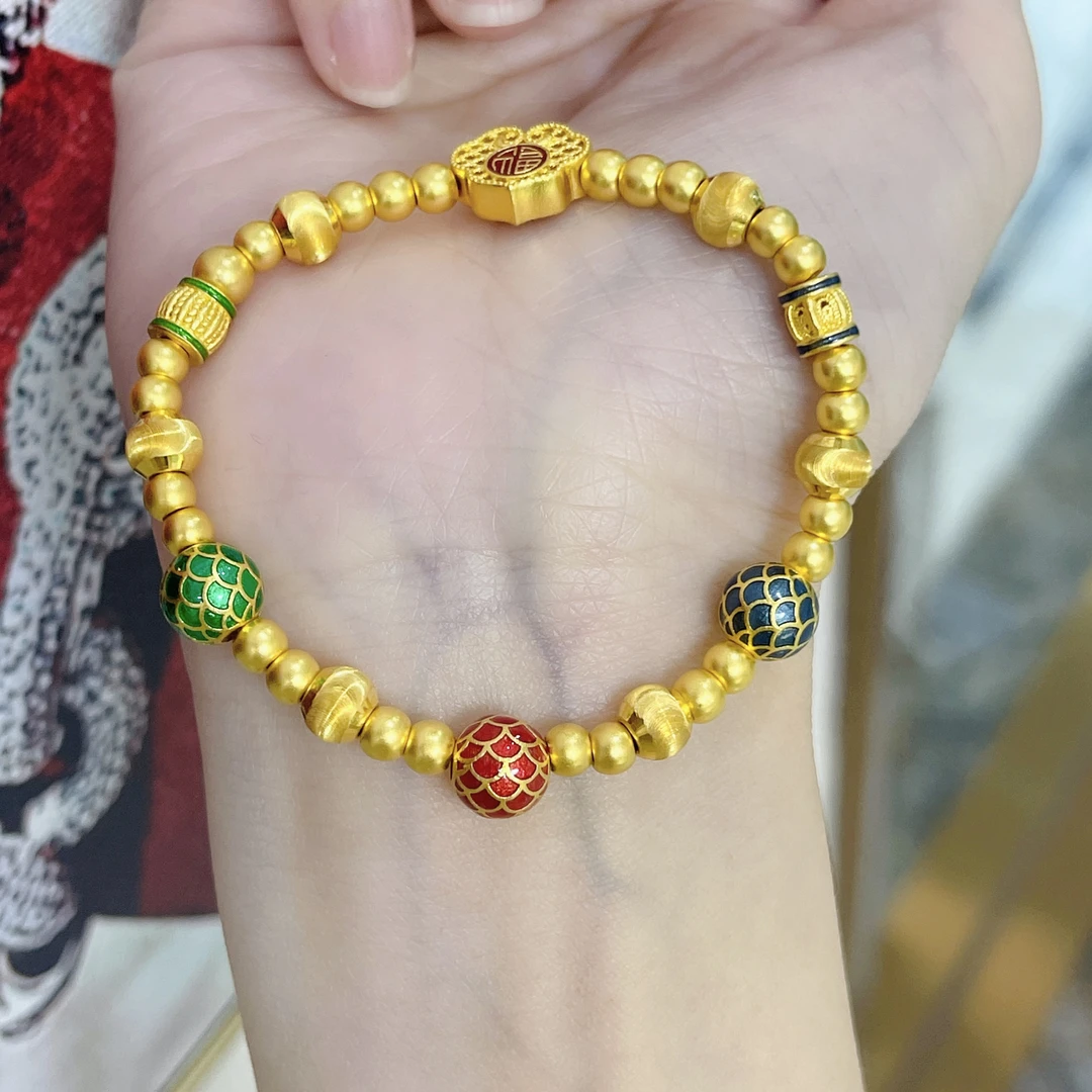 四德福珠宝足金年年有鱼手链  13.2克适合 15-1 6手围