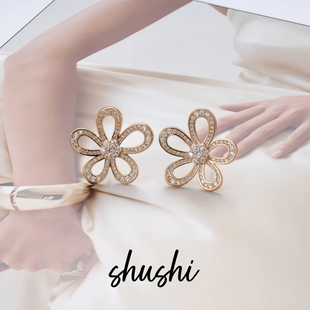 铜合金锆石耳饰 时尚百搭经典轻奢气质镶嵌耳环7252