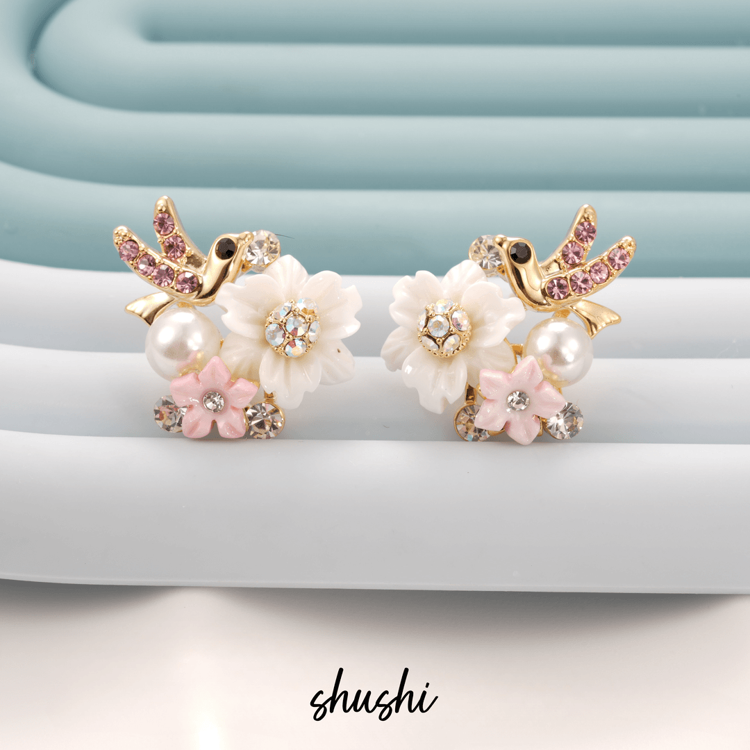 铜合金合成锆石耳饰 气质轻奢时尚百搭少女古风清新甜美耳环6486