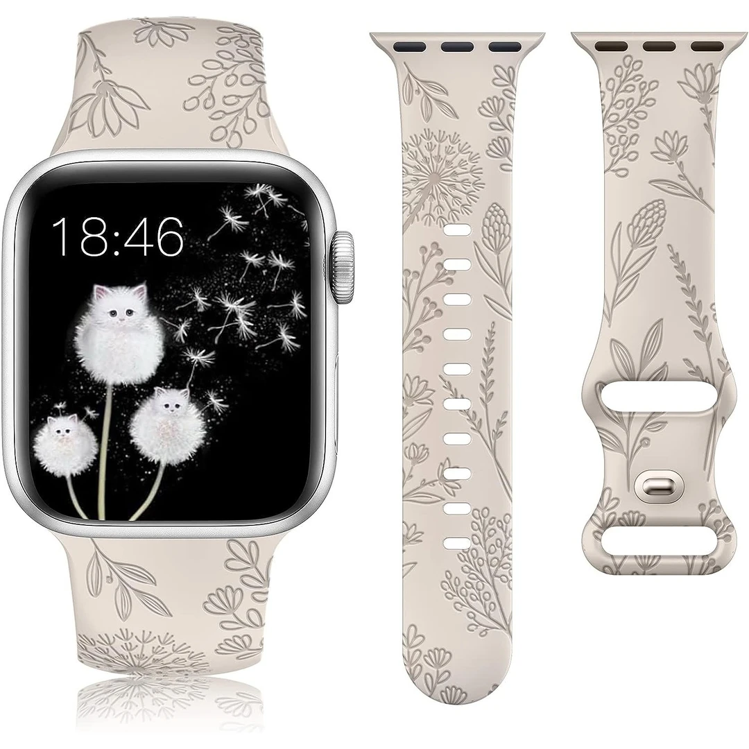 网红款苹果手表S8雕刻表带AppleWatch表带iWatch柔软硅胶运动表带