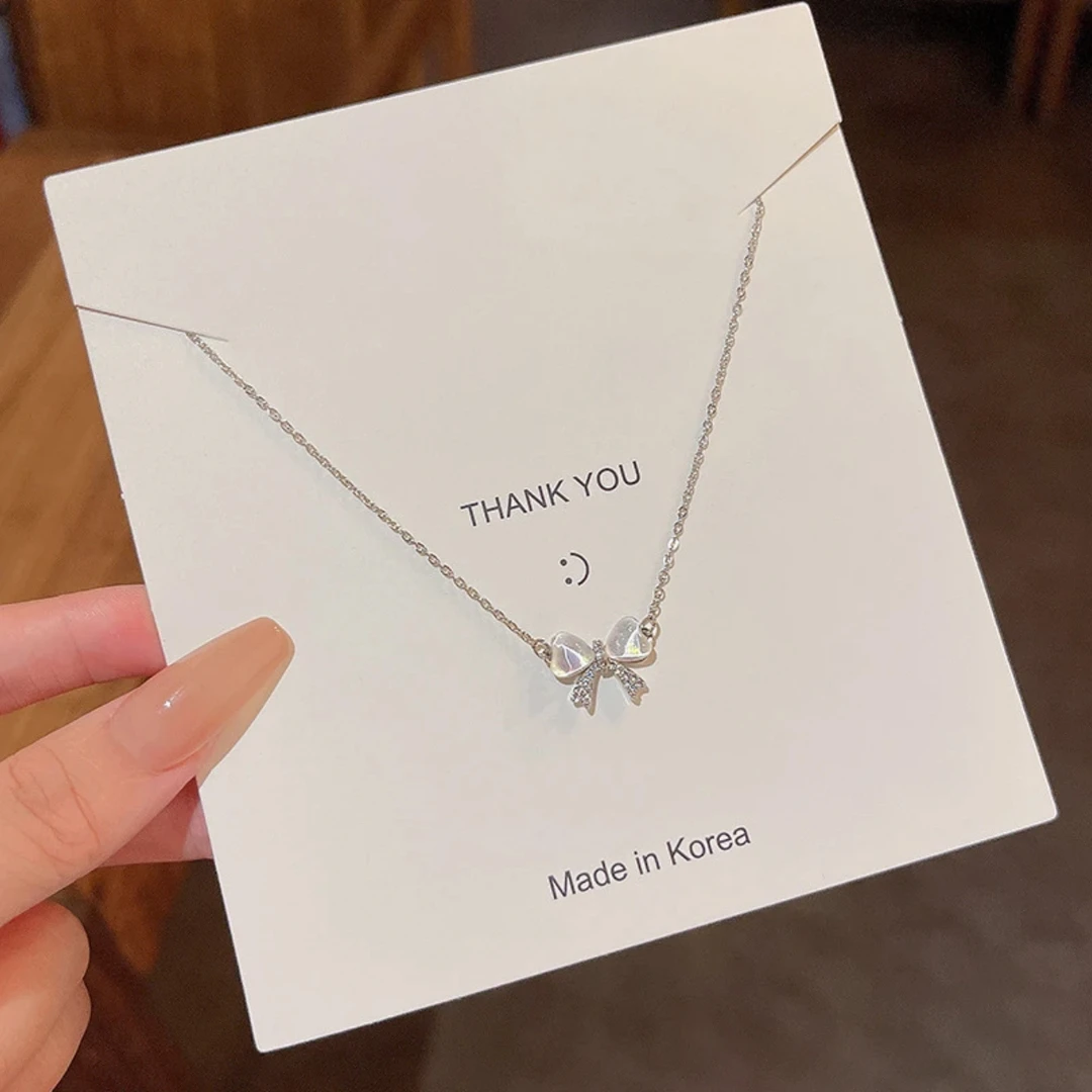 合金项链 猫眼蝴蝶结项链轻奢设计感简约蝴蝶小众