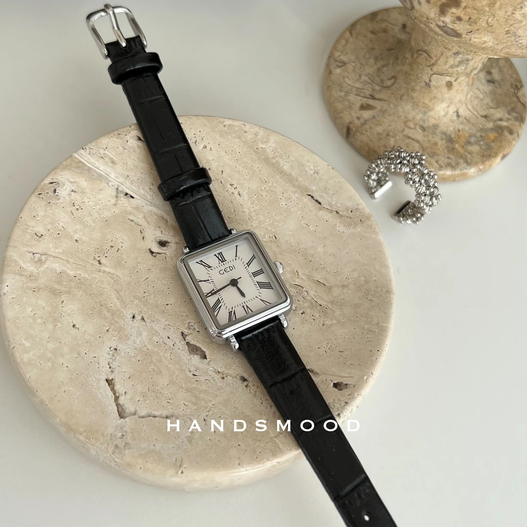 handsmood 韩风时尚简约方形皮带复古石英表小众百搭女士手表A165