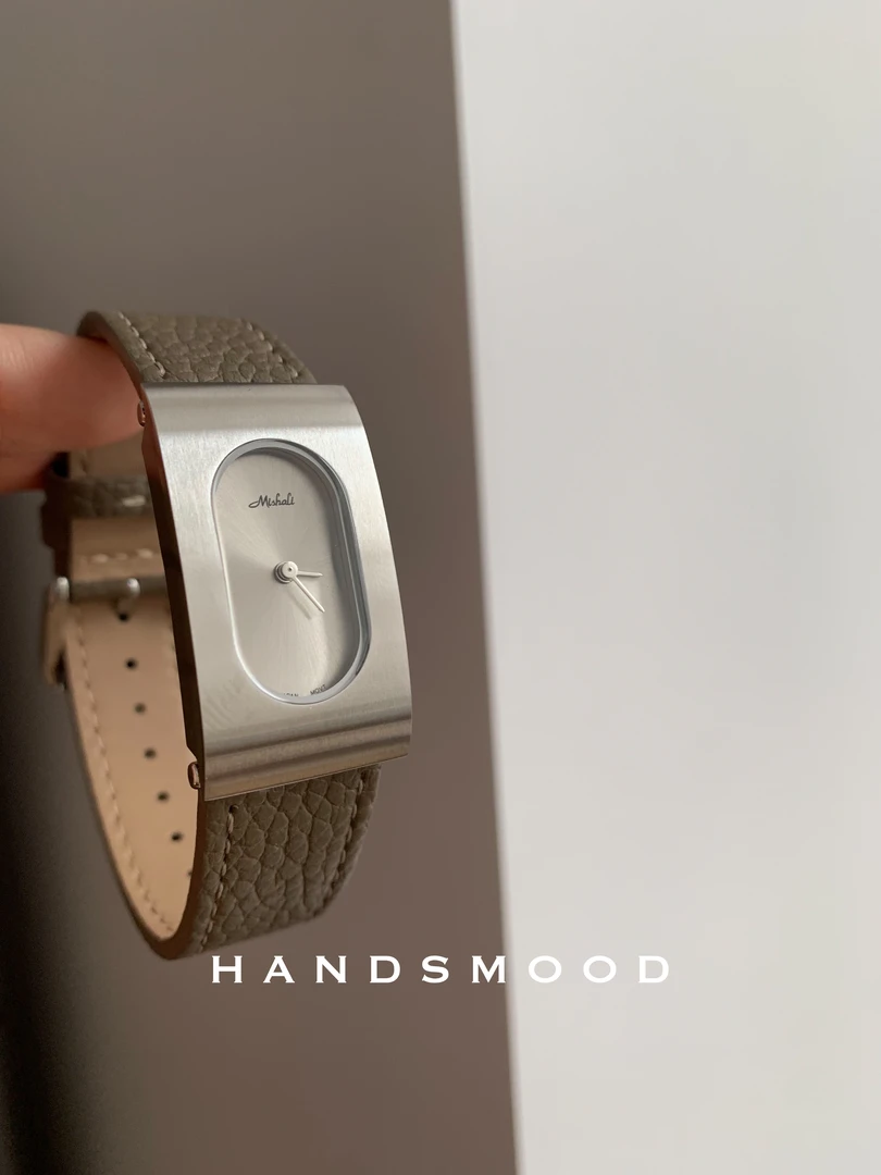 handsmood 钢壳小众长方形时尚气质女士石英手表潮流手表