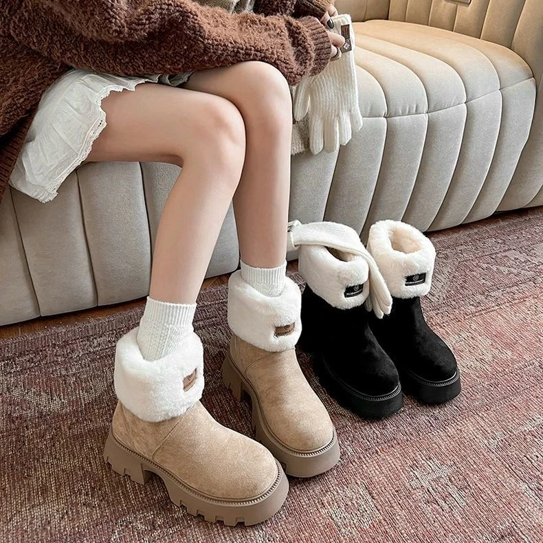 雪地靴女冬季棉鞋女新款加绒加厚短靴防滑保暖高帮靴毛毛鞋女潮鞋