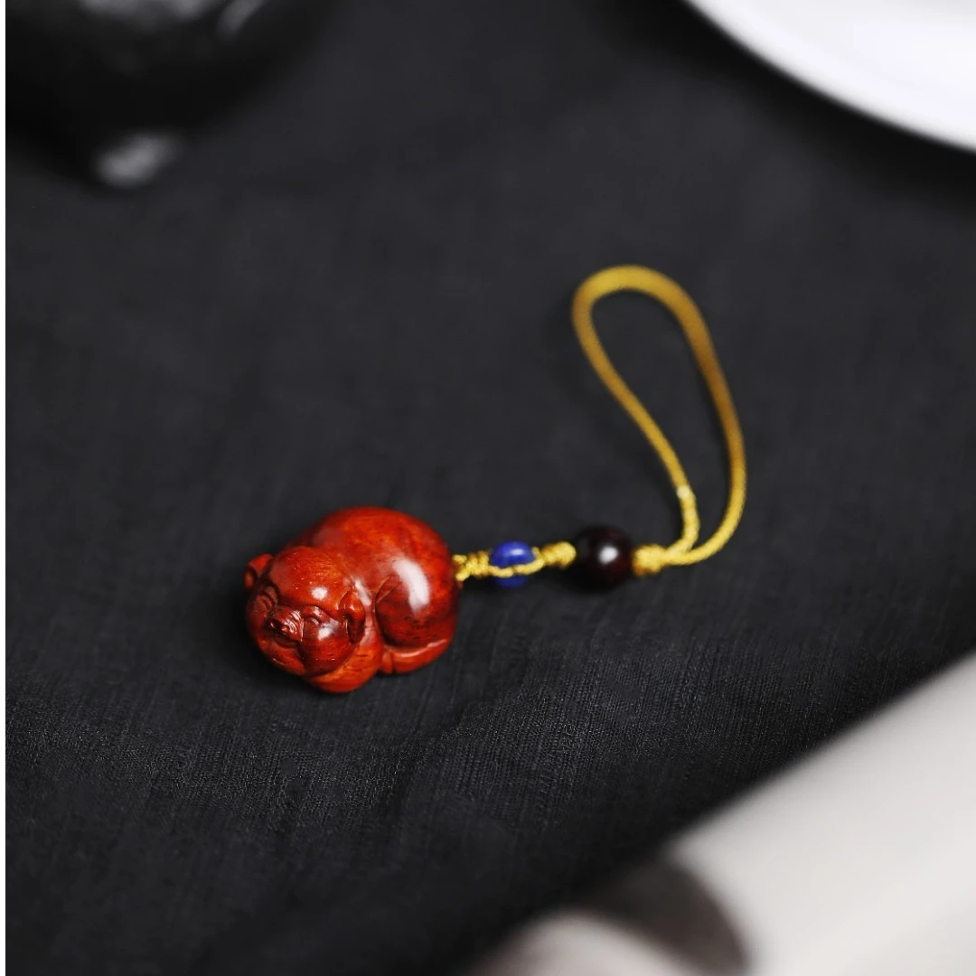 【檀小檀】印度小叶紫檀|小福猪手工雕刻挂件小叶紫檀手串