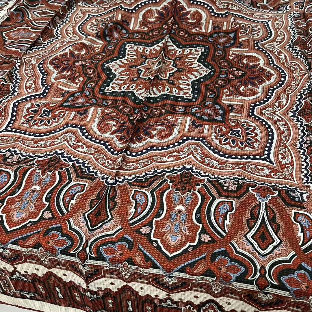 【140丝毛方巾-暖红万花图】华夫格135cm气质时尚女士大方春秋季