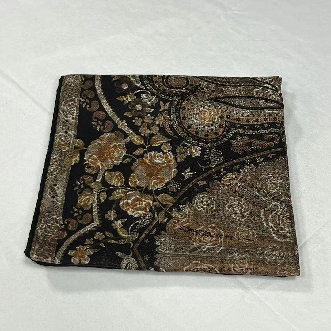 90丝毛方巾-半夏玫瑰 双面异稿85cm丝巾
