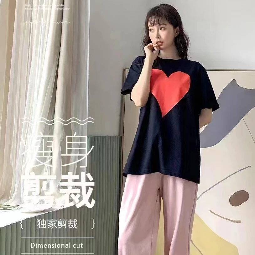 时尚百搭爱心T恤情侣款6629