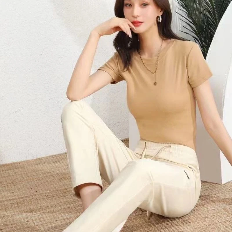 3139女士休闲裤显瘦高腰直筒时尚