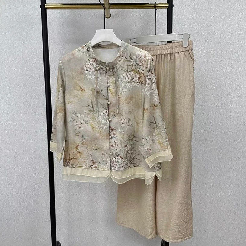 妈妈套装气质网红时尚日常新中式气质通勤夏季有范