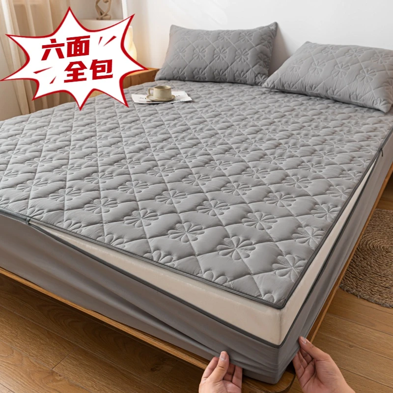 可定制】亲肤六面全包夹棉床笠防滑床笠加厚床罩榻榻米床垫保护套