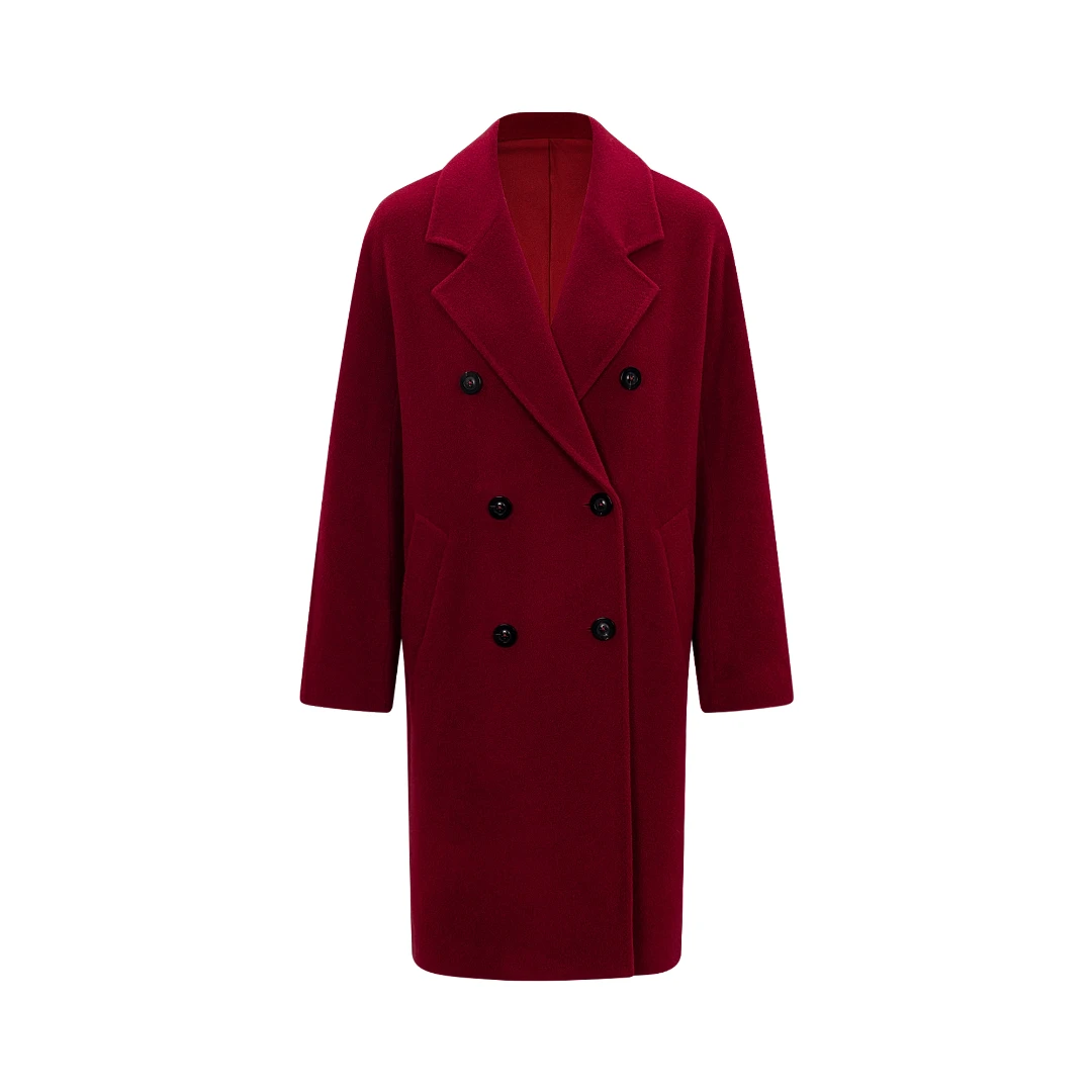 春衫【骄阳801】双面呢大衣纯色羊毛经典气质双排扣中长款23FJ98-2