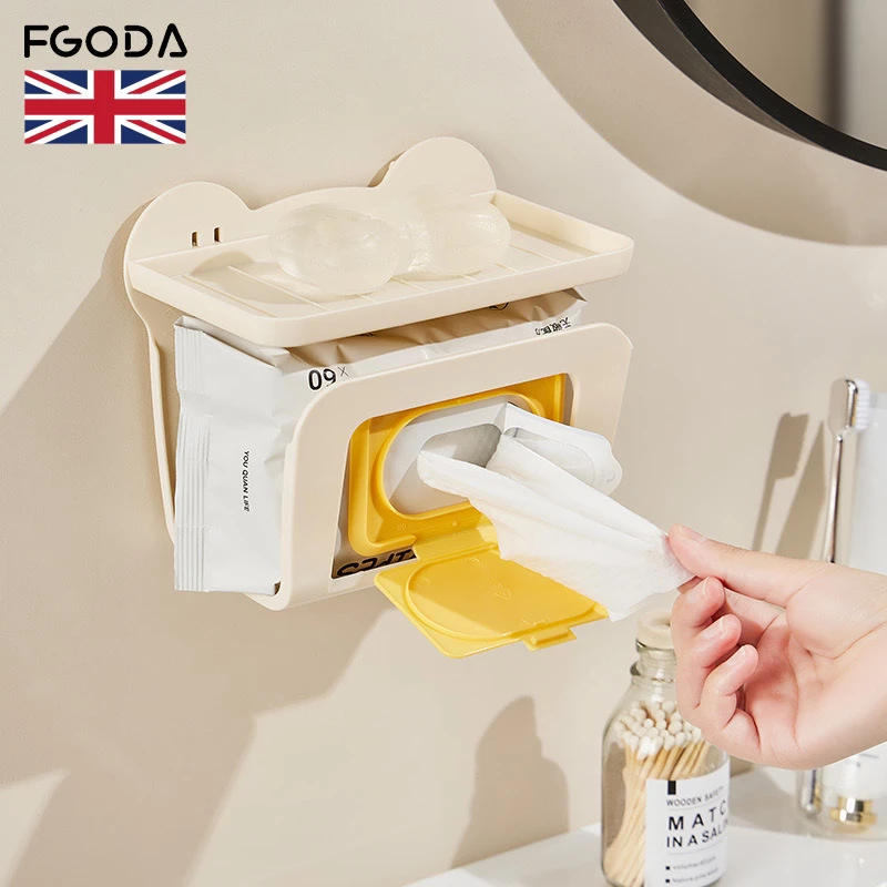 芙柯妲家用多功能卫生间免打孔湿巾收纳架 06987