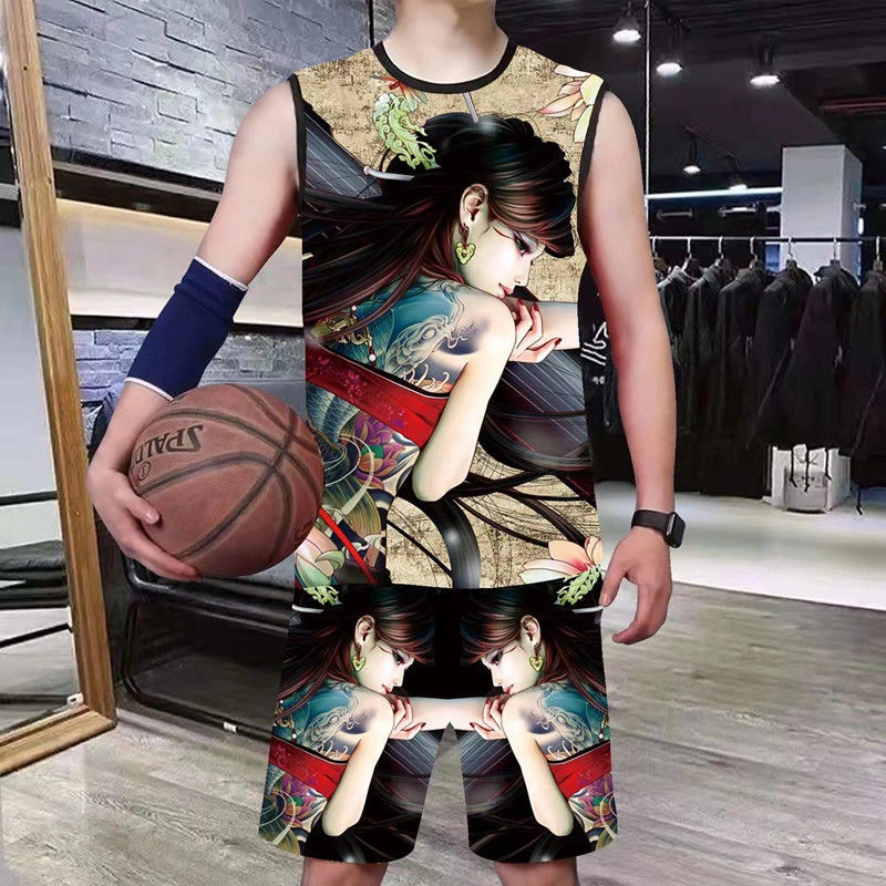 夏季男士背心冰丝套装休闲套装运动跑步无袖短裤帅气潮牌潮流一套