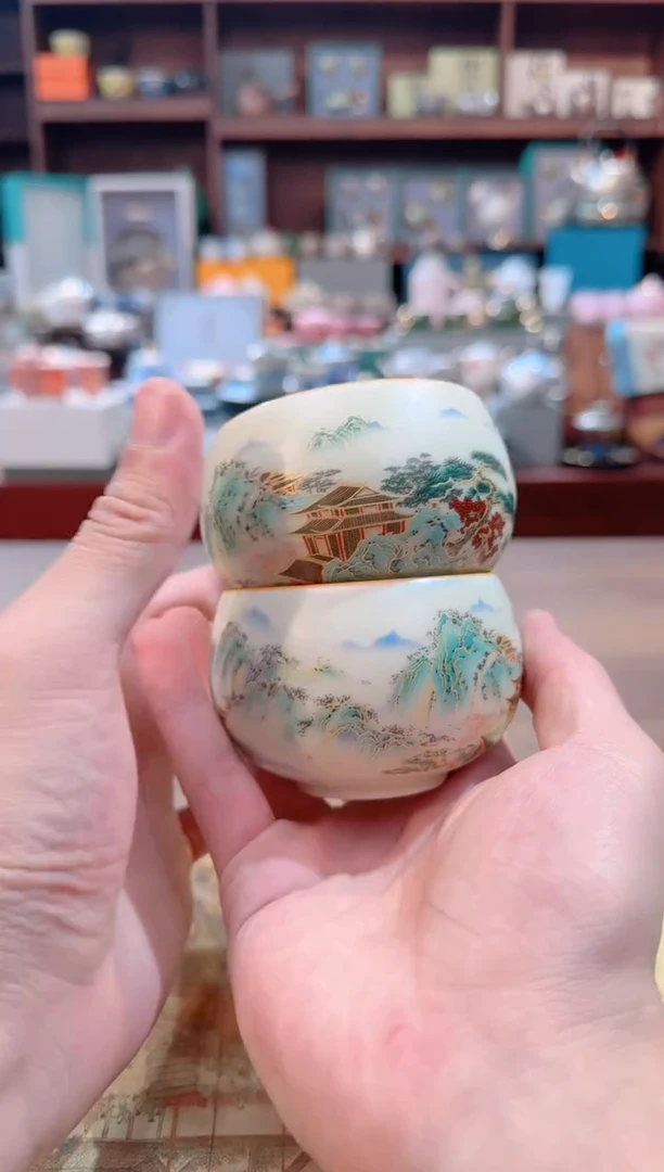 知音茶具亭台楼阁禅定杯一对