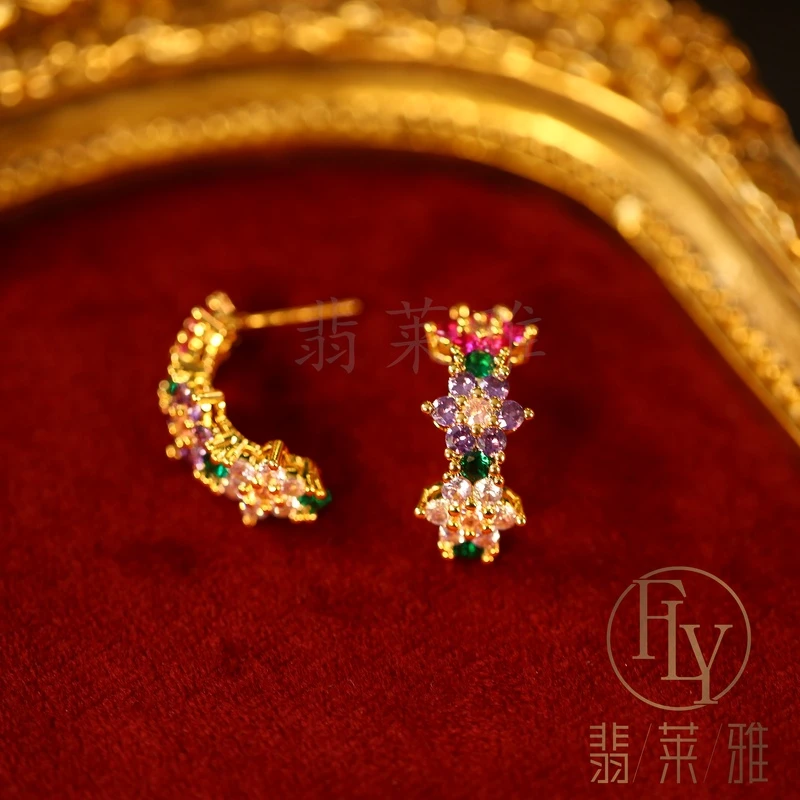 翡莱雅  精致气质轻奢设计师彩色耳环-3653