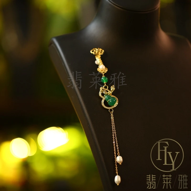 翡莱雅 铜合金合成锆石胸针 中国风古风葫芦压襟挂件胸针-3799