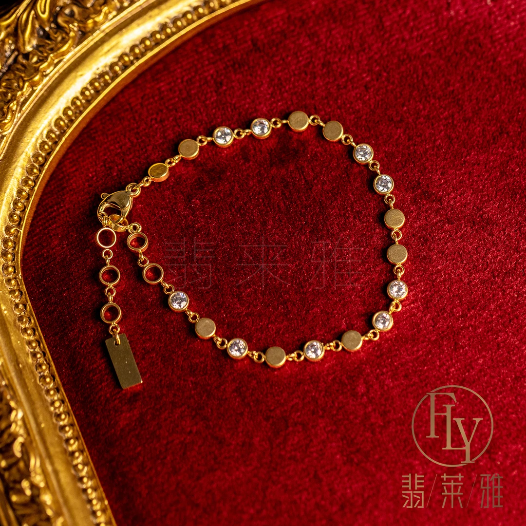 翡莱雅 钛钢合成锆石手链 时尚简约经典高级感商务手链-5335