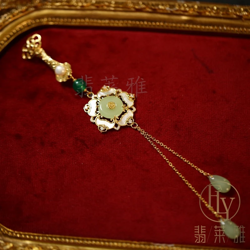 翡莱雅 铜合金合成锆石胸针 中国风古风压襟流苏挂件胸针-3935