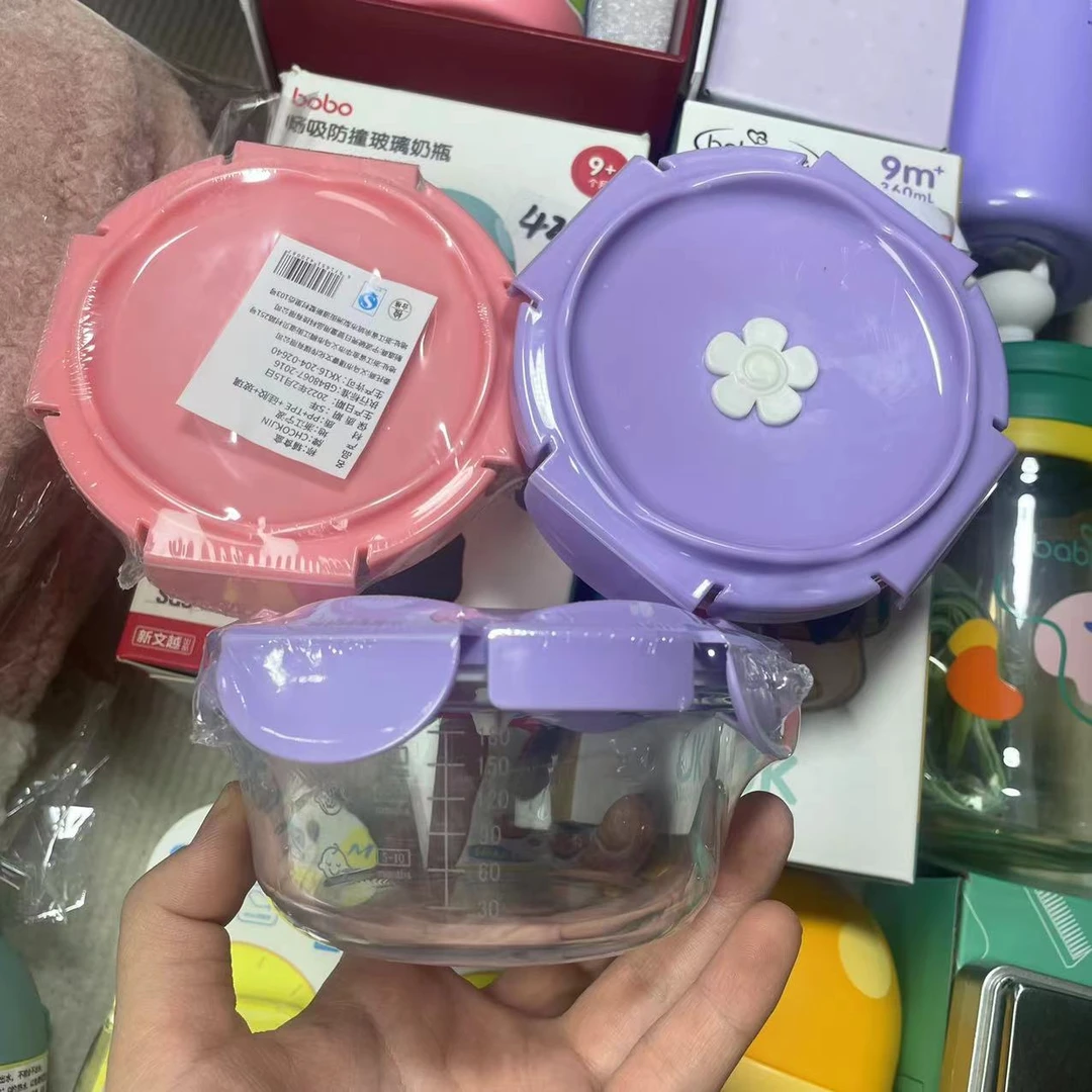 可爱勺子透明家用【宝宝高硼玻璃辅食碗3个装】