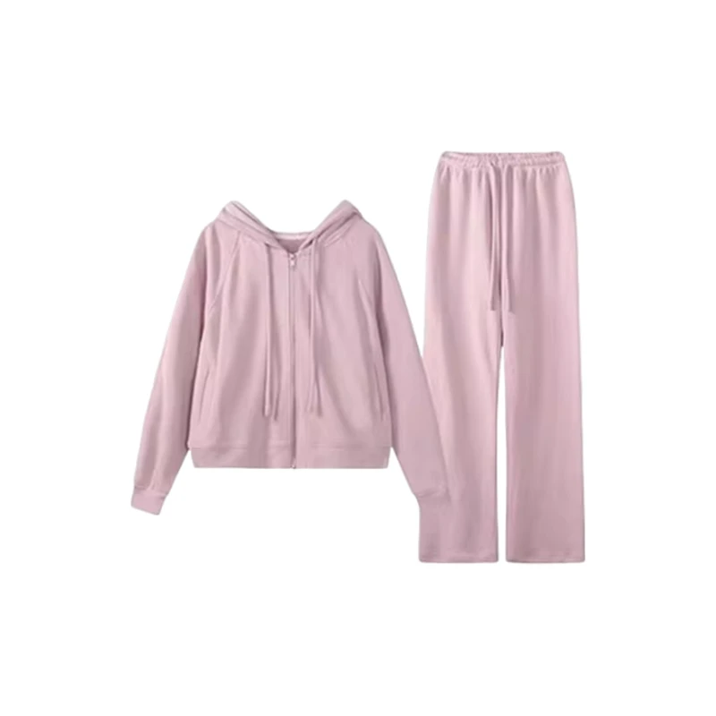 新款小个子奶系穿搭一整套女可爱粉色减龄休闲运动卫衣两件套装