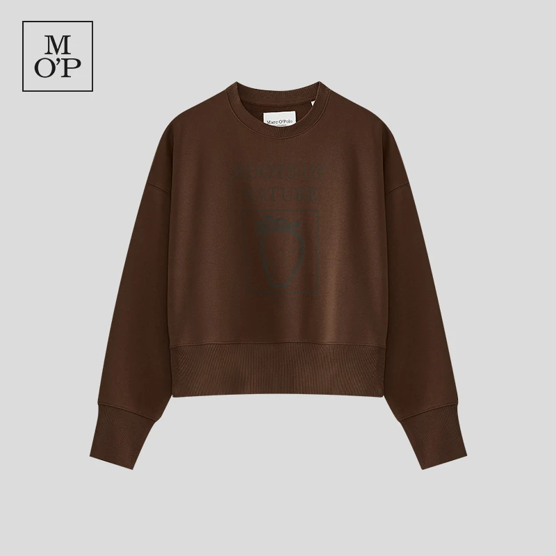 Marc O'Polo/MOP【商场同款】秋季新款简约短款草莓印花圆领卫衣女