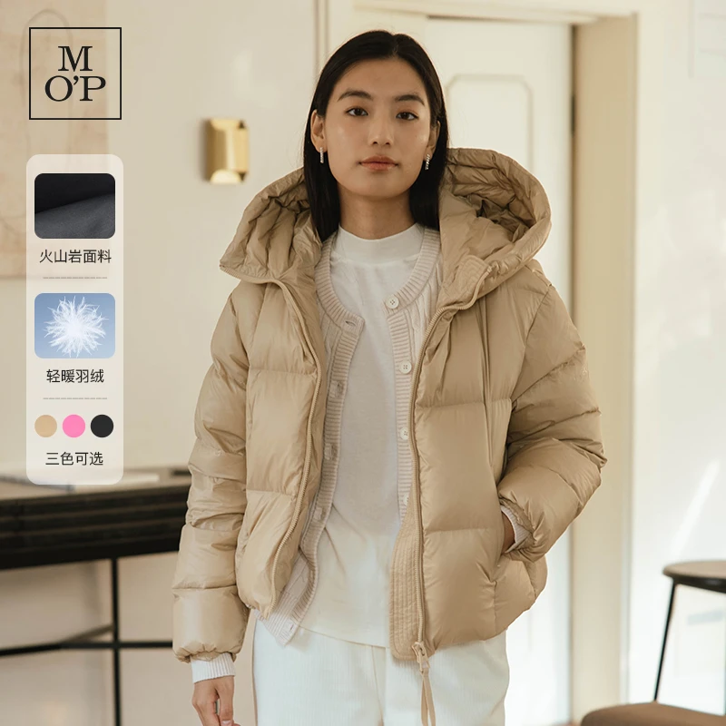 【星线好物严选】冬季新款黑金短款保暖连帽羽绒服女士面包服