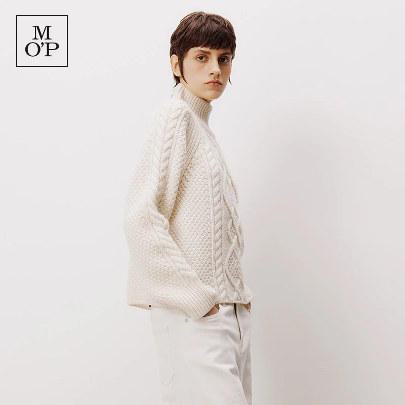 Marc O'Polo/MOP【尤莱特】秋季新款Chevignon联名绞花复古毛衣女