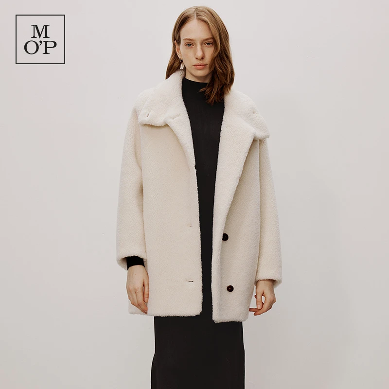 Marc O'Polo/MOP【商场同款】冬季时尚气质驼绒中长款高领外套保暖