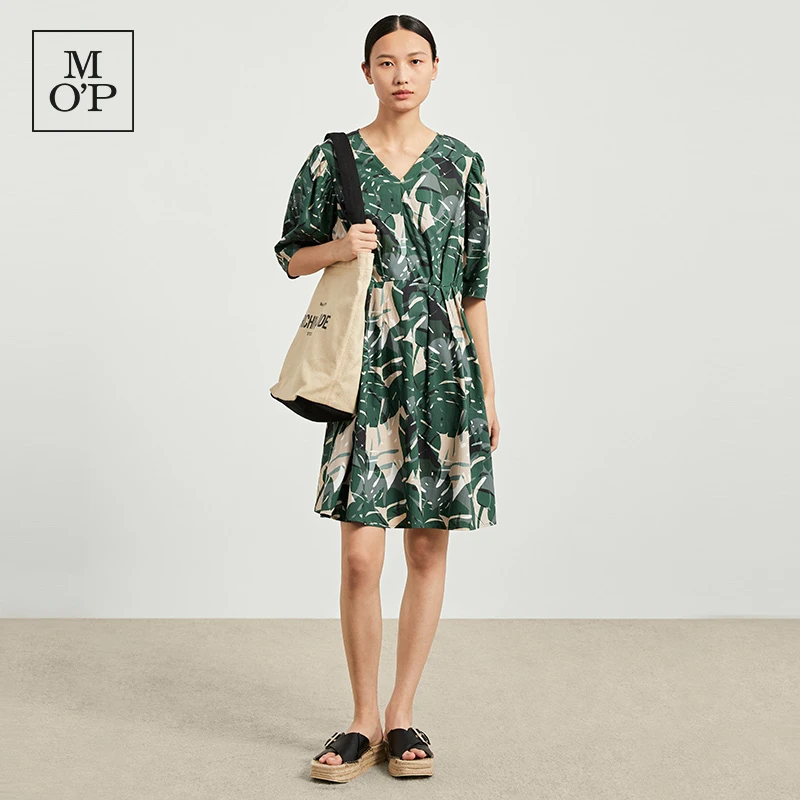 Marc O'Polo/MOP【薄荷曼波】彩色复古高级感连衣裙子351140A2100Z