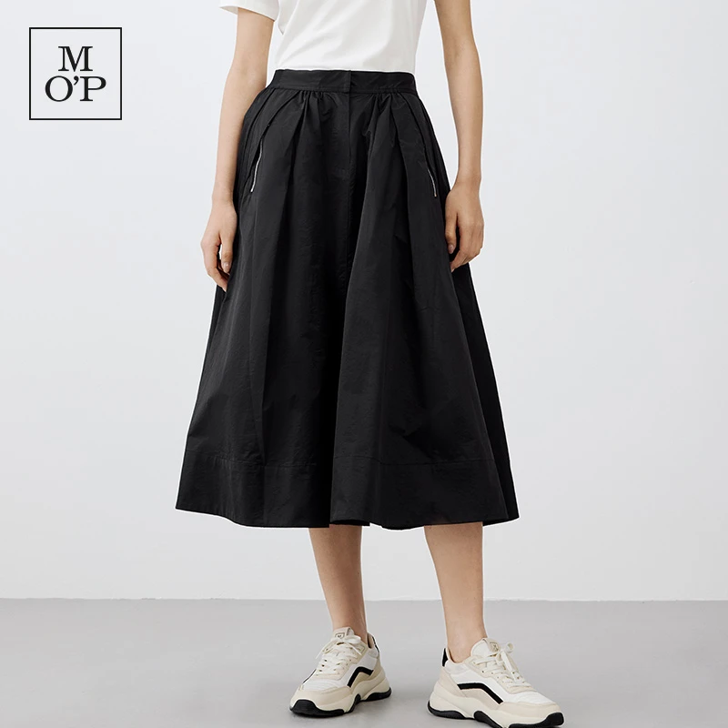 Marc O'Polo/MOP春季中长款A字型高腰休闲半身裙伞裙女